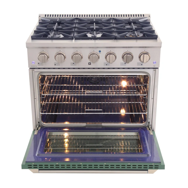 Kucht - 36 po Série KNG Cuisinière Pro Style au gaz naturel - Acier inoxydable/Vert