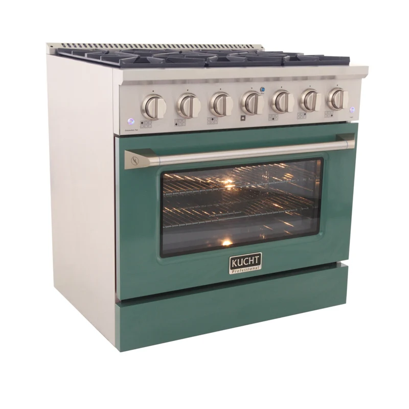 Kucht - 36 po Série KNG Cuisinière Pro Style au gaz naturel - Acier inoxydable/Vert