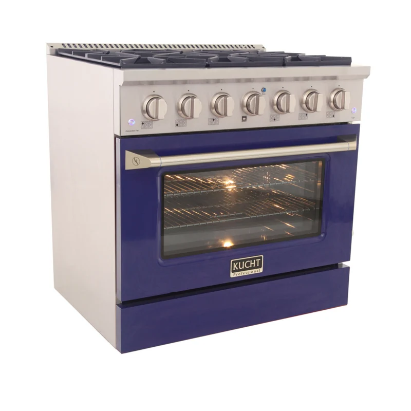 Kucht - 36 po Série KNG Cuisinière Pro Style au gaz propane - Acier inoxydable/Bleu
