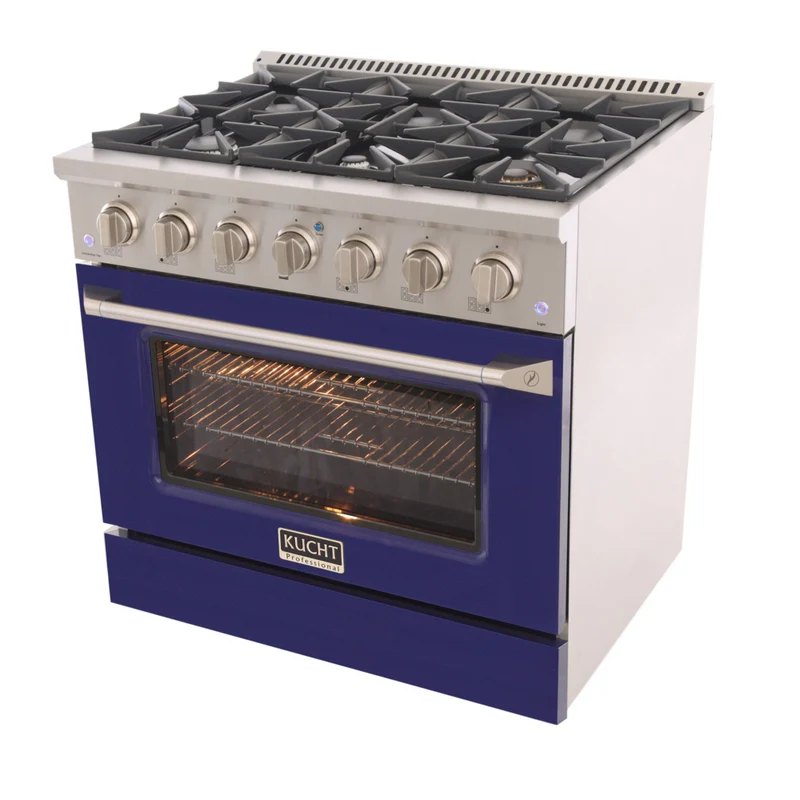 Kucht - 36 po Série KNG Cuisinière Pro Style au gaz propane - Acier inoxydable/Bleu