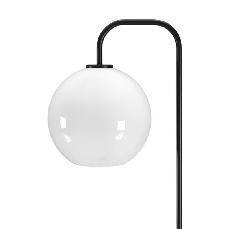 Hudson&Canal Harrison Arc Floor Lamp with Glass Shade - Blackened Bronze/White Milk