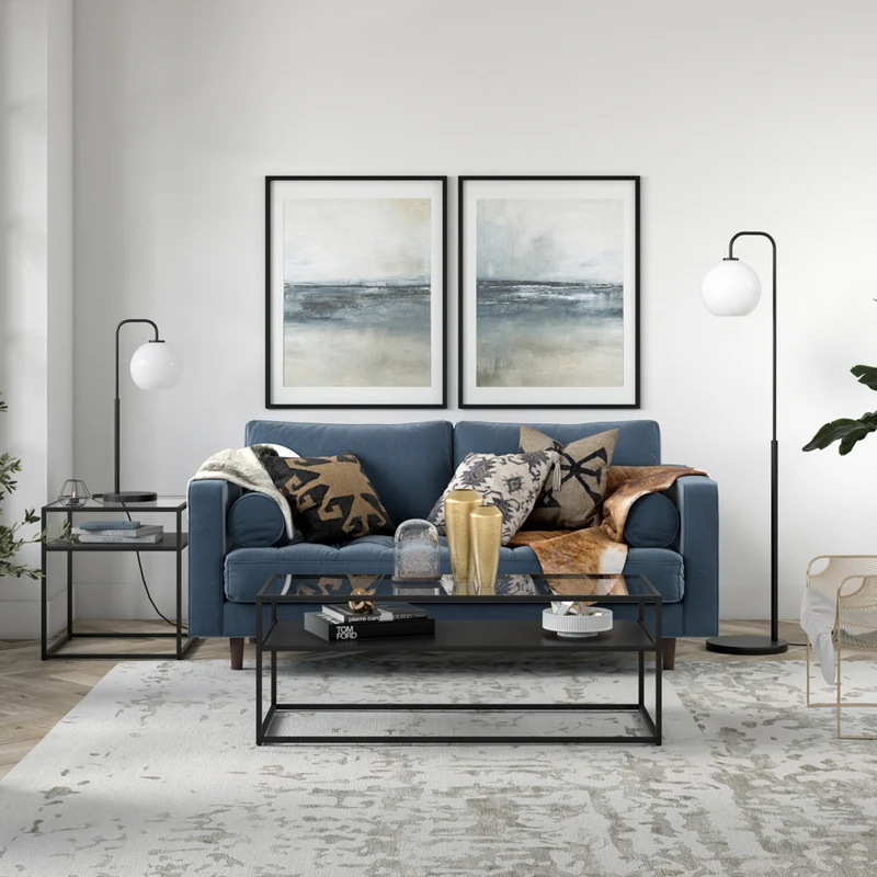 Hudson&Canal Harrison Arc Floor Lamp with Glass Shade - Blackened Bronze/White Milk