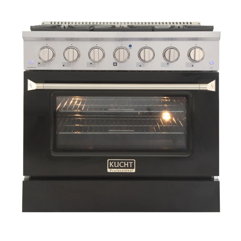 Kucht 36" KNG Series Pro Style Natural Gas Range - Stainless Steel/Black