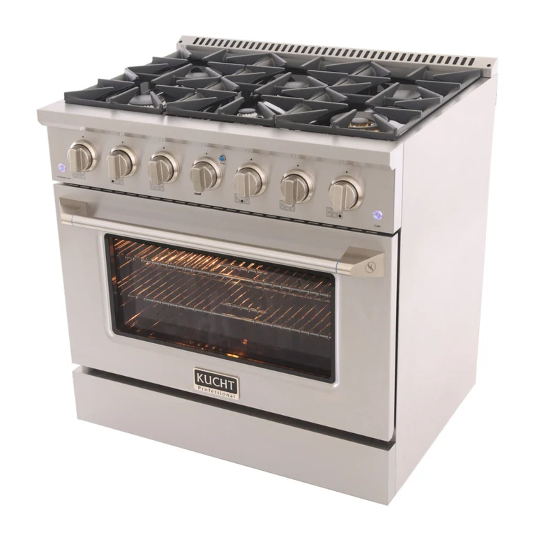 Kucht - 36 po Série KNG Cuisinière Pro Style au gaz naturel - Acier inoxydable
