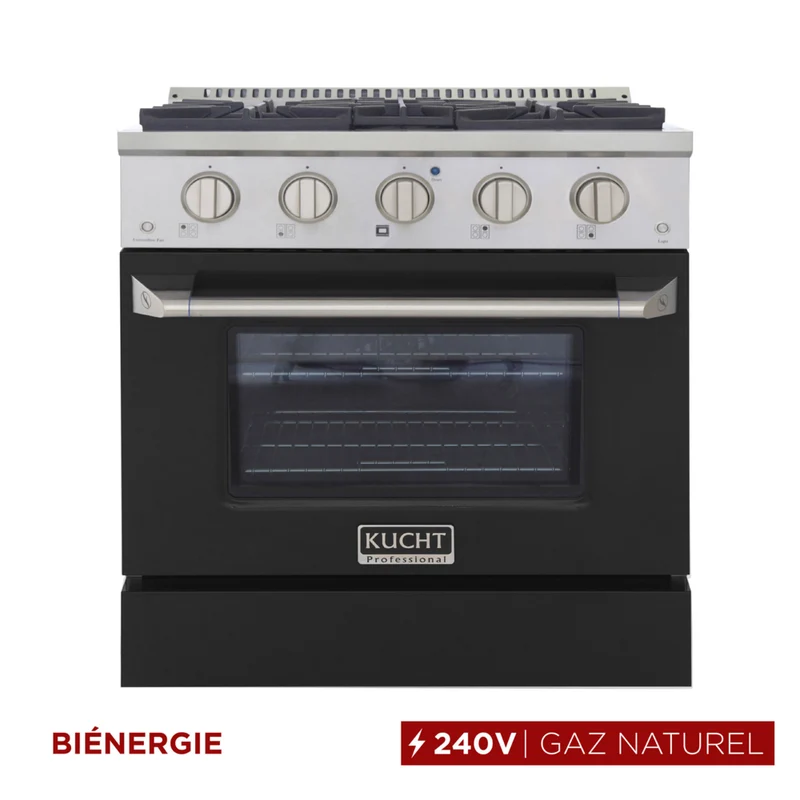Kucht - 30 po Série KDF Cuisinière Pro Style au gaz naturel - Acier inoxydable/Noir