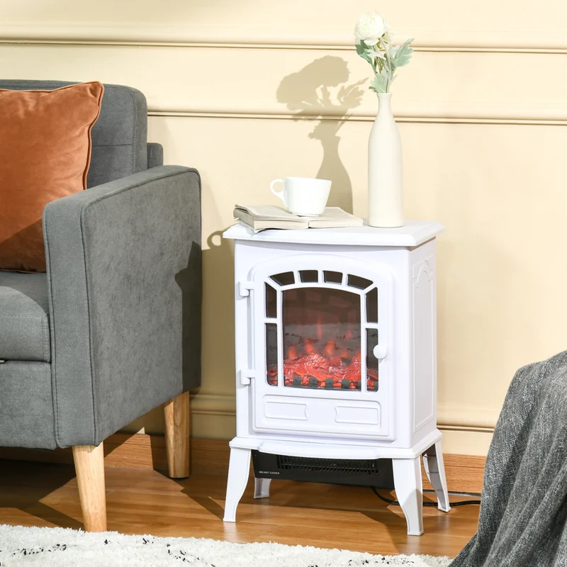 HOMCOM - Poêle électrique avec protection contre la surchauffe - 750W/1500W - blanc