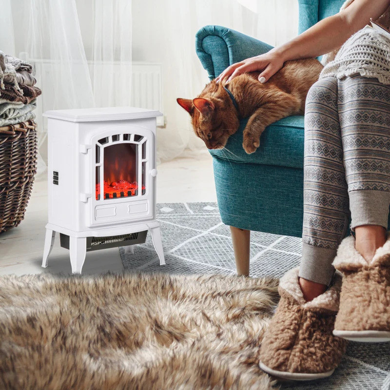 HOMCOM - Poêle électrique avec protection contre la surchauffe - 750W/1500W - blanc