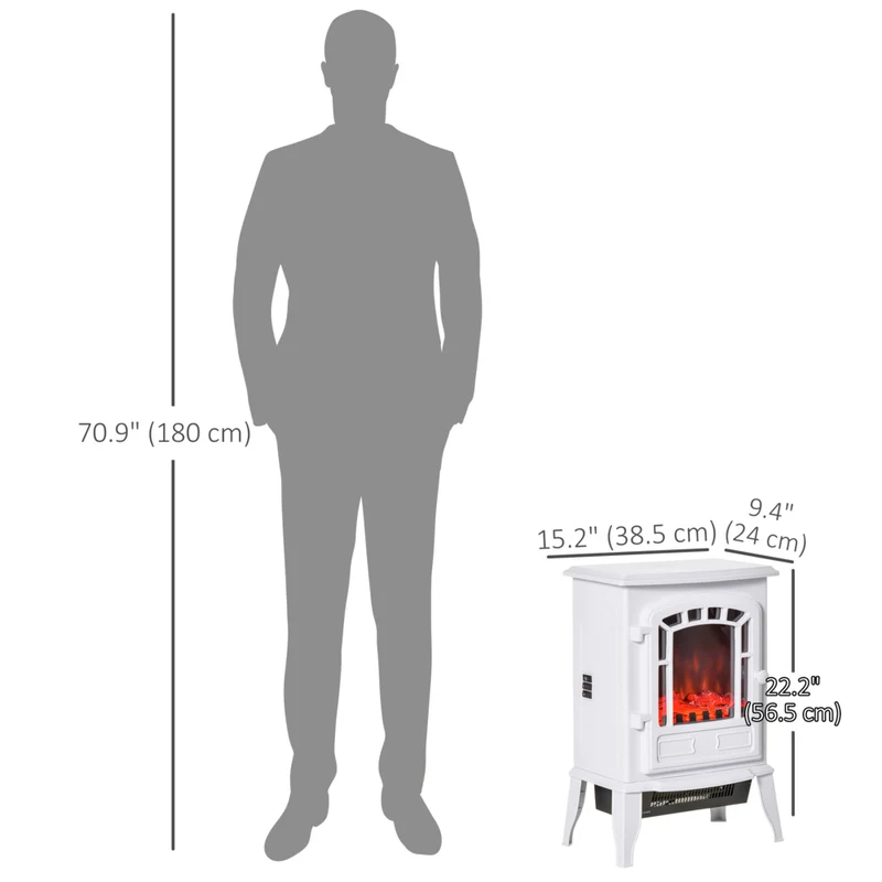 HOMCOM - Poêle électrique avec protection contre la surchauffe - 750W/1500W - blanc