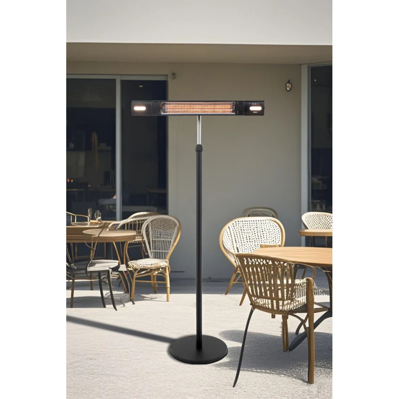 EnerG+ 1500-Watt Floorstanding Infrared Electric Patio Heater with LED and Remote