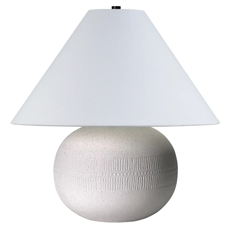 Hudson&Canal Willa 18" Tall Textured Ceramic Table Lamp with Fabric Shade - Cream/White