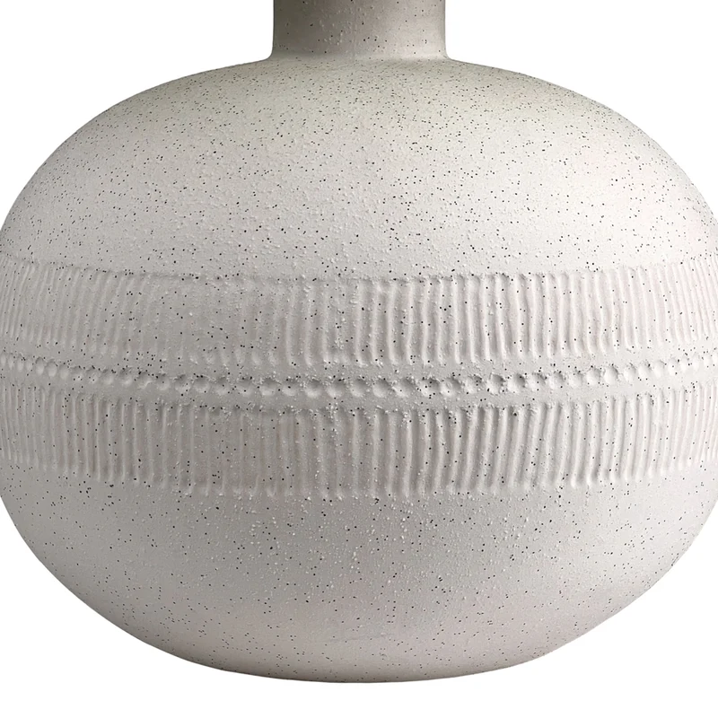 Hudson&Canal Willa 18" Tall Textured Ceramic Table Lamp with Fabric Shade - Cream/White