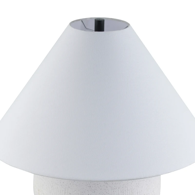 Hudson&Canal Willa 18" Tall Textured Ceramic Table Lamp with Fabric Shade - Cream/White