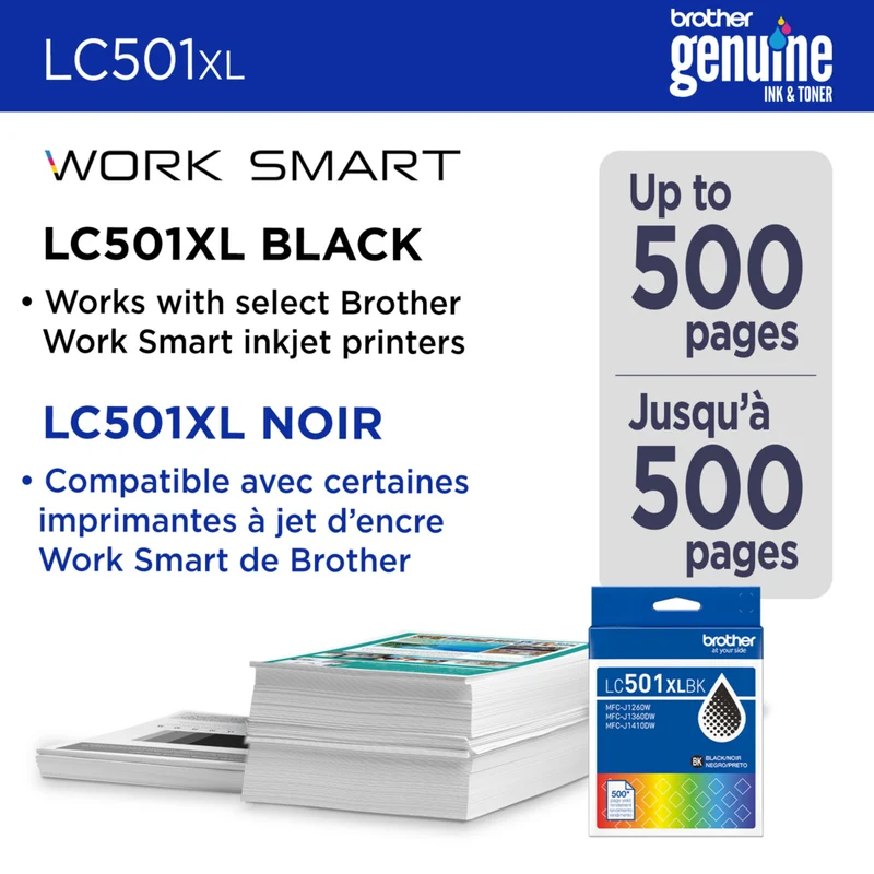 Brother Genuine LC501XLBKS Ink Cartridge - High Yield - Black