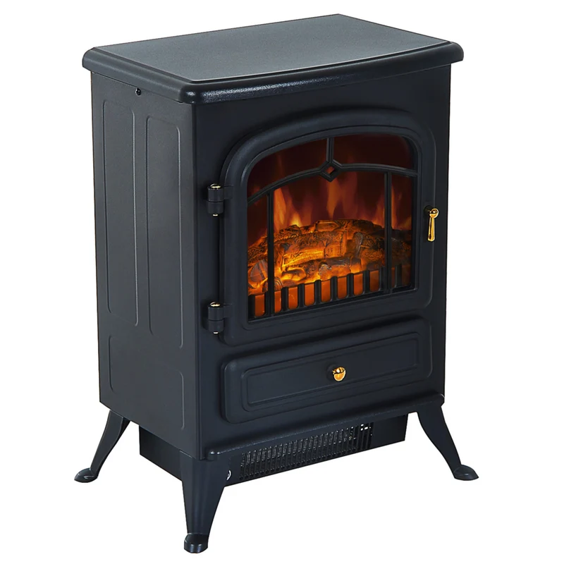 HOMCOM 16" 750/1500W Freestanding Electric Fireplace Heater - Black