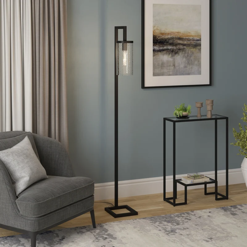 Hudson&Canal - Lampadaire Malva de 171 cm de haut avec abat-jour en verre - Bronze noirci/grainé