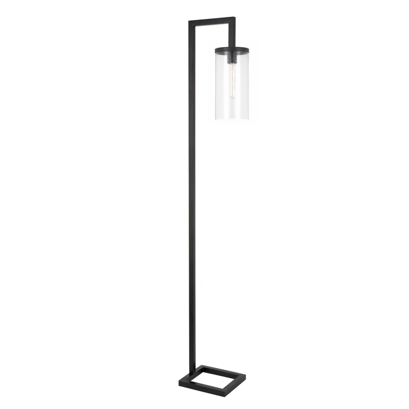 Hudson&Canal Malva 67.75" Tall Floor Lamp with Glass Shade - Blackened Bronze/Seeded