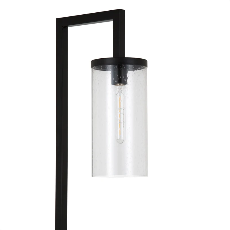 Hudson&Canal Malva 67.75" Tall Floor Lamp with Glass Shade - Blackened Bronze/Seeded