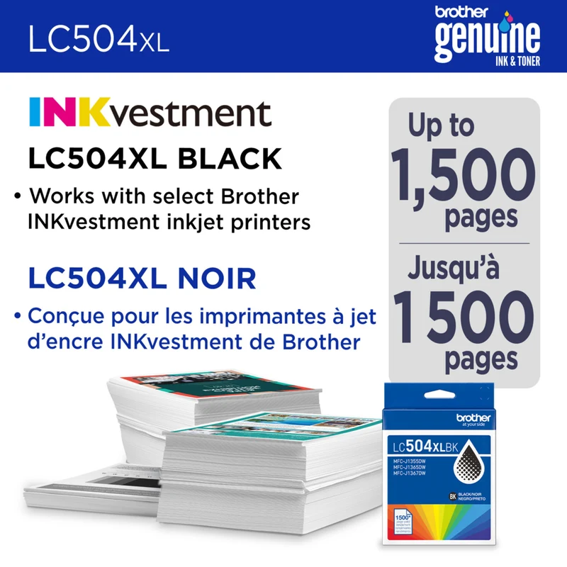 Brother Genuine LC504XLBKS Ink Cartridge - High Yield - Black