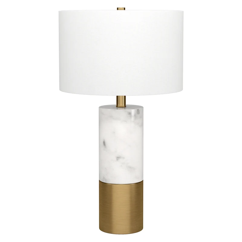 Hudson&Canal Liana 24" Tall Table Lamp with Fabric Shade - Marble/Brass/White