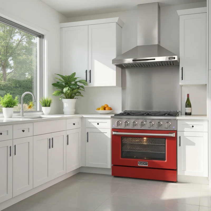 Kucht - 36 po Série KDF Cuisinière Pro Style au gaz propane - Acier inoxydable/Rouge