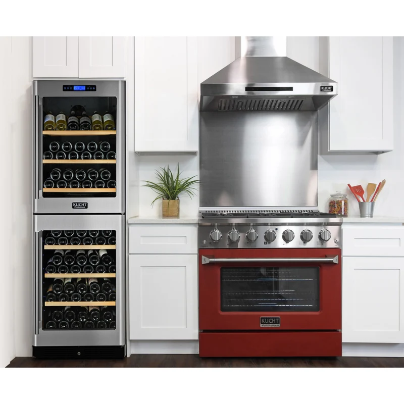 Kucht - 36 po Série KDF Cuisinière Pro Style au gaz propane - Acier inoxydable/Rouge