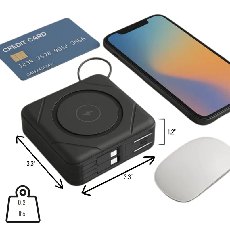Uncaged Ergonomics 7-in-1 10,000 mAh Magnetic Wireless Charging Portable Power Bank - Black