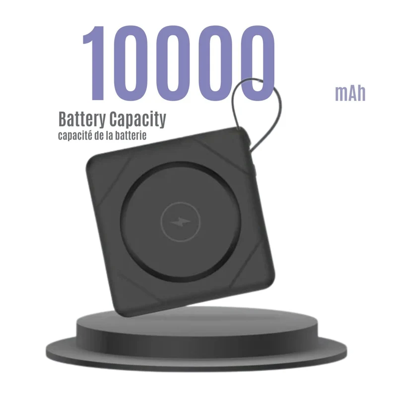 Uncaged Ergonomics 7-in-1 10,000 mAh Magnetic Wireless Charging Portable Power Bank - Black