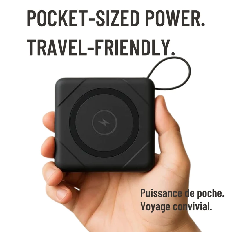 Uncaged Ergonomics 7-in-1 10,000 mAh Magnetic Wireless Charging Portable Power Bank - Black