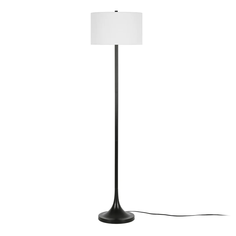 Hudson&Canal Josephine 62" Tall Floor Lamp with Fabric Shade - Blackened Bronze/White