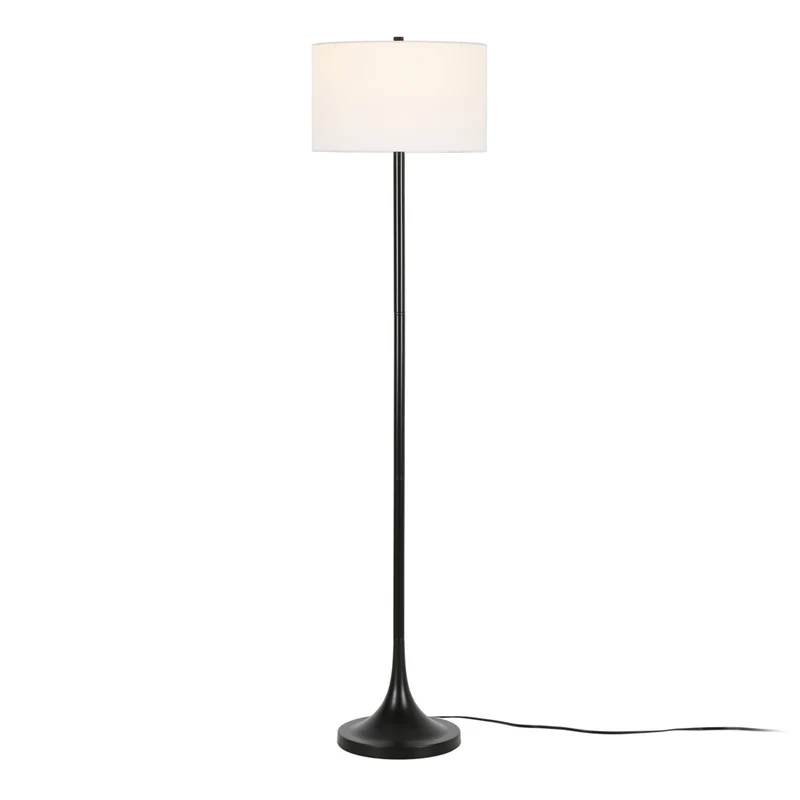 Hudson&Canal Josephine 62" Tall Floor Lamp with Fabric Shade - Blackened Bronze/White