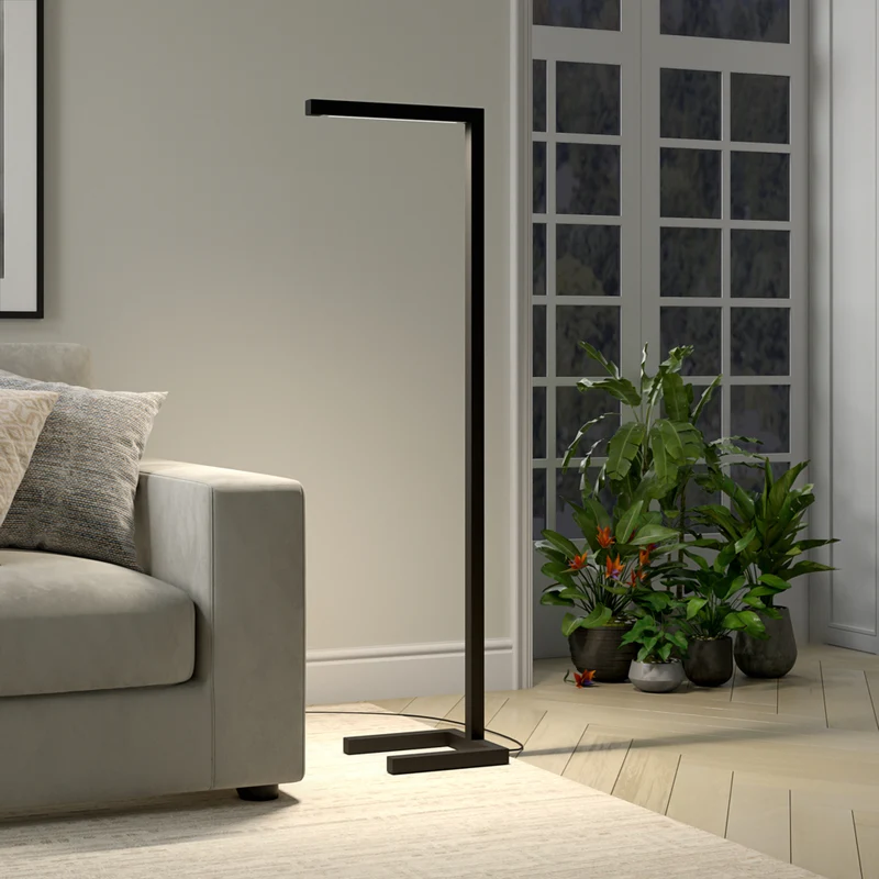 Hudson&Canal - Lampadaire à DEL intégré Malin (132 cm) avec abat-jour en métal - Bronze noirci