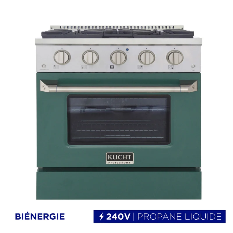 Kucht - 30 po Série KDF Cuisinière Pro Style au gaz propane - Acier inoxydable/Vert