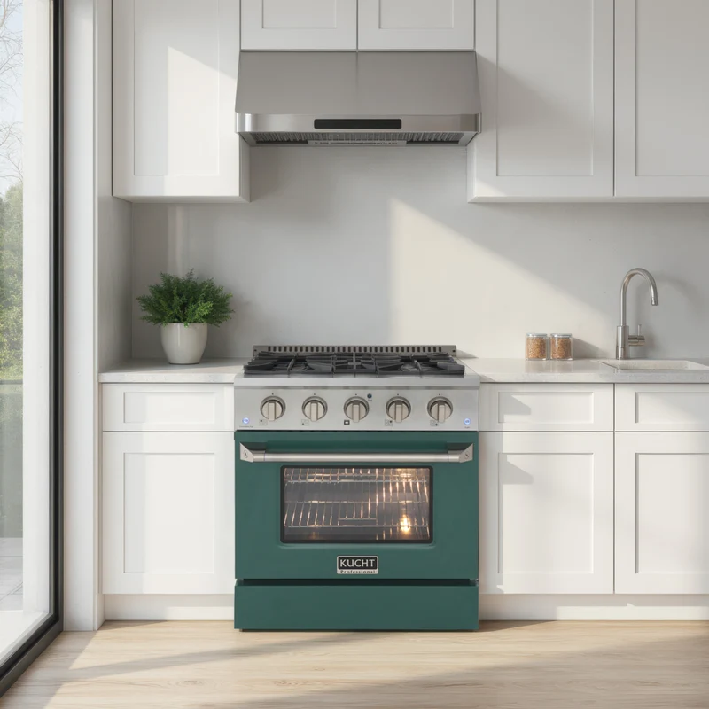 Kucht - 30 po Série KDF Cuisinière Pro Style au gaz propane - Acier inoxydable/Vert