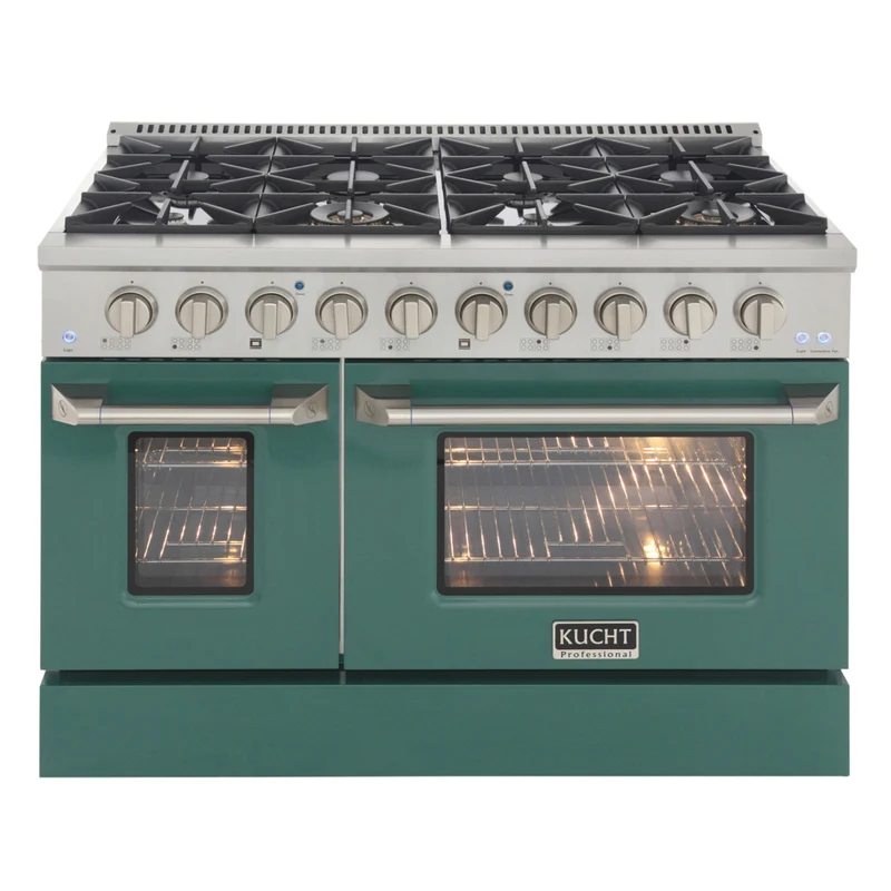 Kucht - 48 po Série KNG Cuisinière Pro Style au gaz propane - Acier inoxydable/Vert