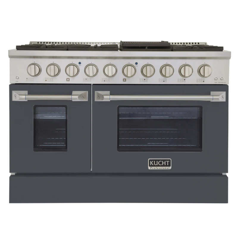 Kucht - 48 po Série KNG Cuisinière Pro Style au gaz naturel - Acier inoxydable/Gris ciment