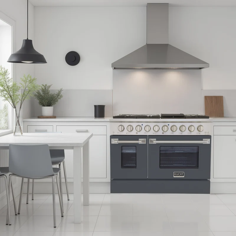 Kucht 48" KNG Series Pro Style Natural Gas Range - Stainless Steel/Cement Grey