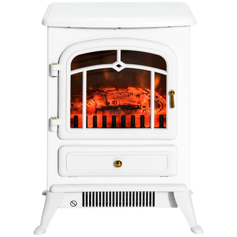 HOMCOM - Foyer électrique portatif sur pied 16 po, 750/1500 W, blanc