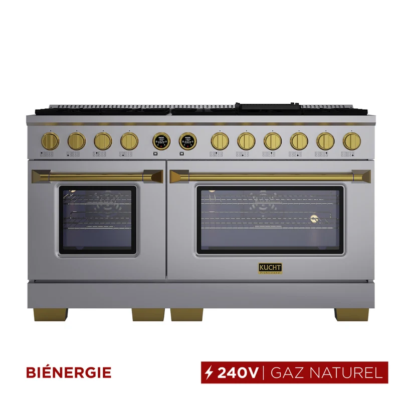 Kucht - 60 po Série KXP Cuisinière double énergie Gaz naturel - Acier inoxydable/Or