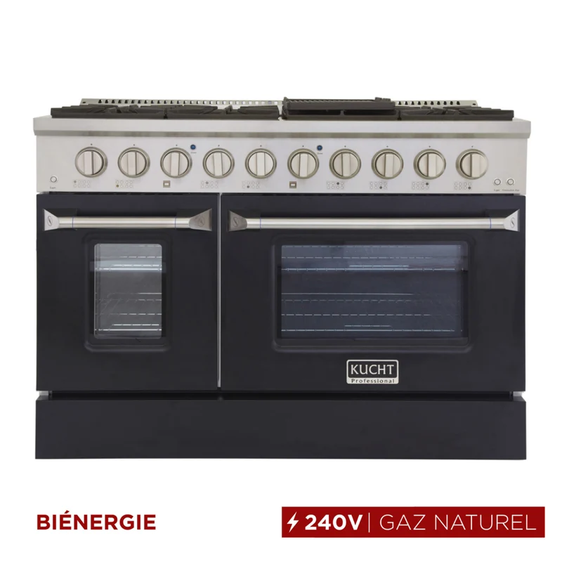 Kucht - 48 po Série KDF Cuisinière Pro Style au gaz naturel - Acier inoxydable/Noir