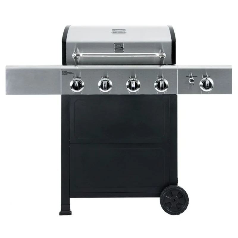 Kenmore 4 Burner Gas Grill with Side Burner - Black with Stainless Steel Lid