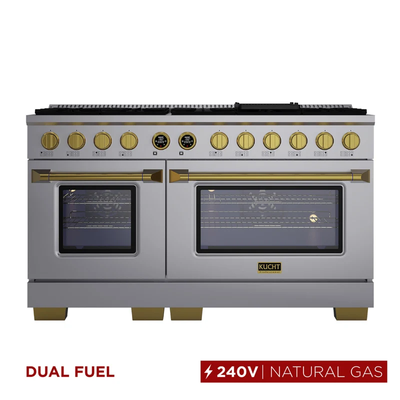 Kucht 60" KXP Series Dual Fuel Range Natural Gas - Stainless Steel/Gold
