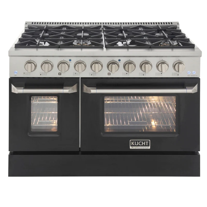 Kucht 48" KDF Series Pro Style Natural Gas Dual Fuel Range - Stainless Steel/Black