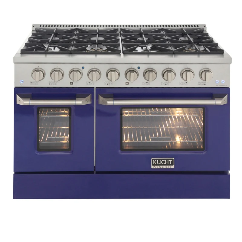 Kucht - 48 po Série KDF Cuisinière Pro Style à double combustible - Acier inoxydable/Bleu