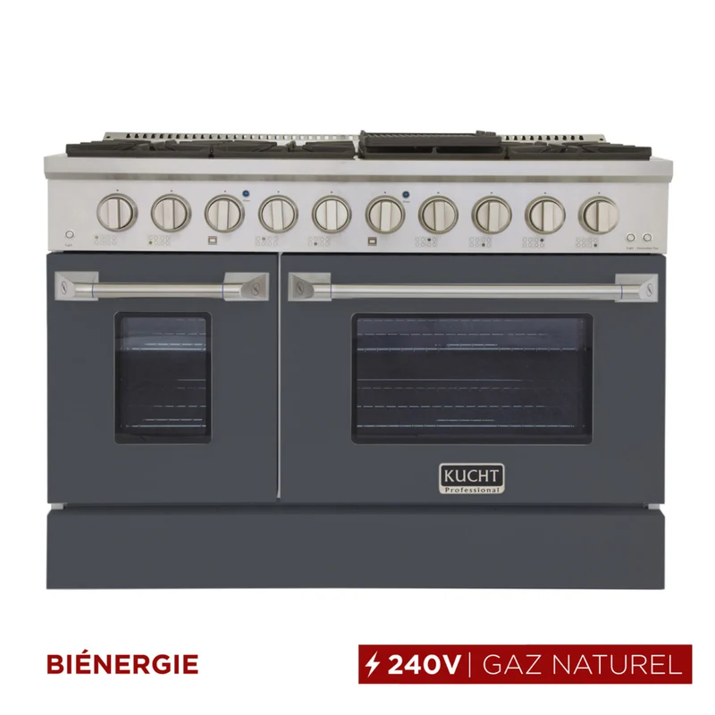 Kucht - 48 po Série KDF Cuisinière Pro Style au gaz naturel - Acier inoxydable/Gris ciment