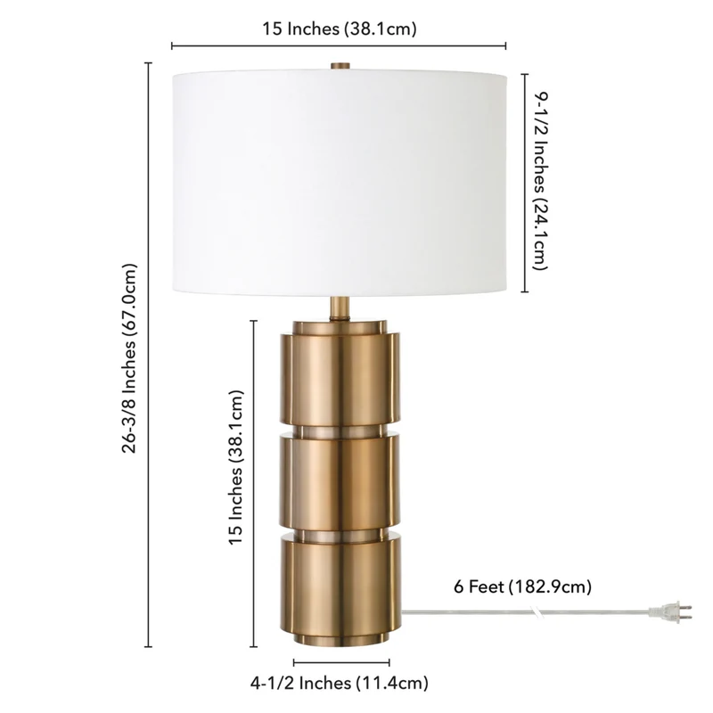 Hudson&Canal - Lampe de table haute Campbell de 68 cm avec abat-jour en tissu - Laiton/blanc