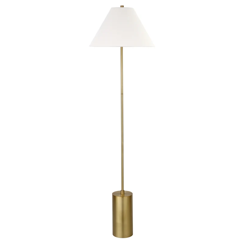 Hudson&Canal Somerset 64" Tall Floor Lamp with Empire Fabric Shade - Brass/White