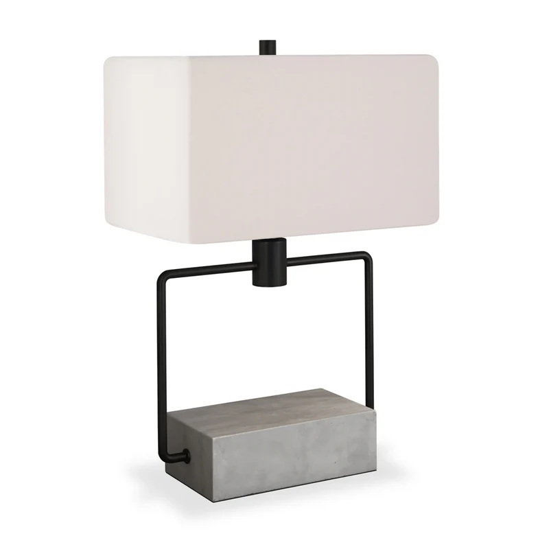 Hudson&Canal - Lampe de table Holden de 57 cm de haut avec abat-jour en tissu - Béton/bronze noirci/blanc