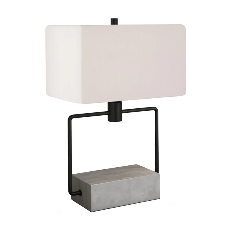 Hudson&Canal Holden 22.75" Tall Table Lamp with Fabric Shade - Concrete/Blackened Bronze/White