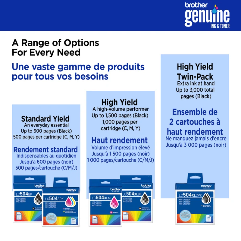 Brother Genuine LC504XLCS Ink Cartridge - High Yield - Cyan