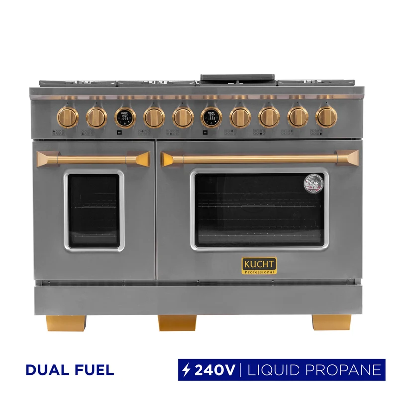 Kucht 48" KXP Series Dual Fuel Range Propane Gas - Stainless Steel/Gold